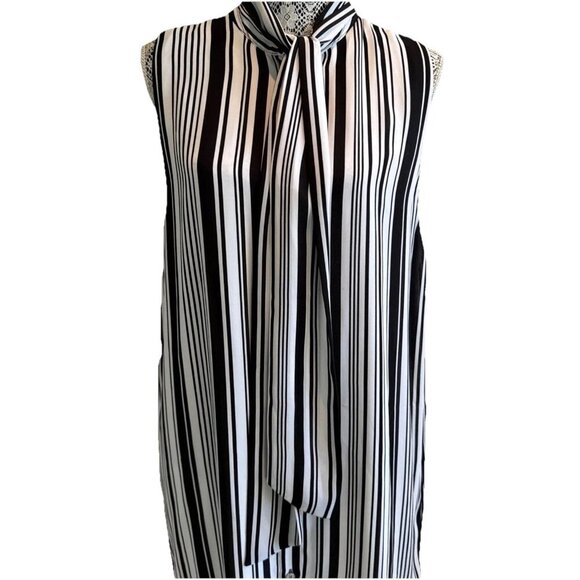 Michael Kors Tunic Striped Black And White Short Dress With Tie Woman’s 14 - Picture 9 of 16